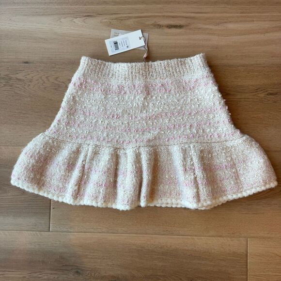 NWT LOVESHACKFANCY Velman Vanilla Blush Boucle Knit Mini Skirt - Picture 5 of 9